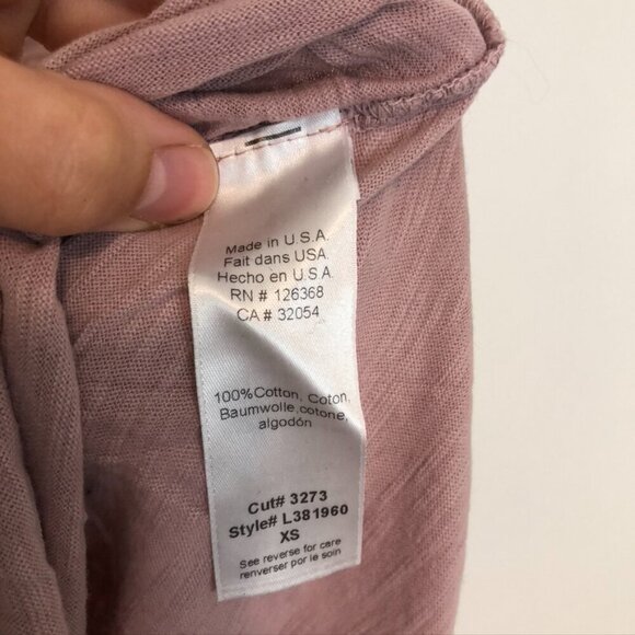 LEFT OF CENTER ANTHROPOLOGIE Rose Pink Asymmetrical Cotton Long Sleeve Top XS - Picture 7 of 10